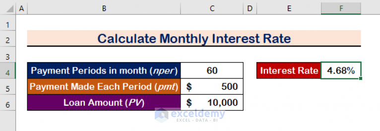 How To Calculate Interest Rate In Excel 3 Ways Exceldemy 8020