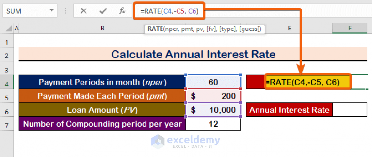 How To Calculate Interest Rate In Excel 3 Ways Exceldemy 3912