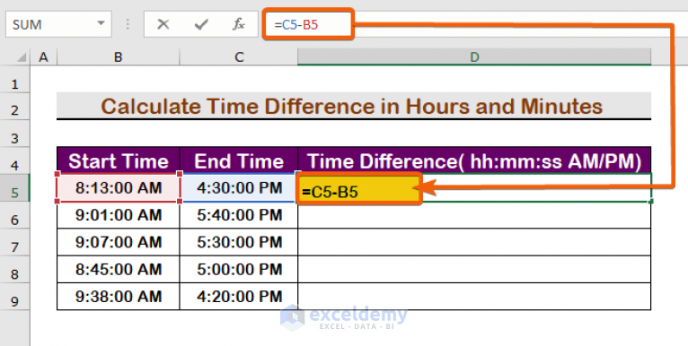 how-to-calculate-time-difference-between-am-and-pm-in-excel