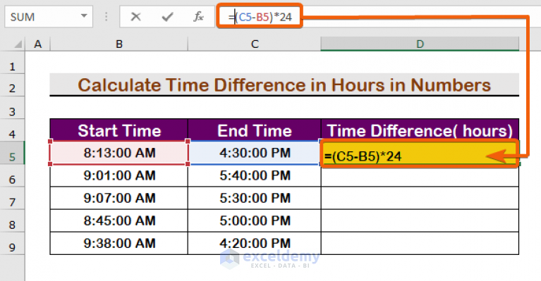 How to Calculate Time Difference Between AM and PM in Excel