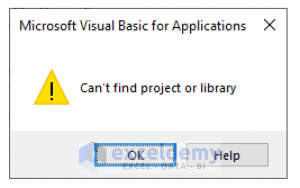 Cant find project or library макрос ошибка excel