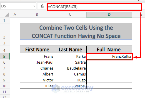 How to Combine Two Cells in Excel (6 Quick Methods) - ExcelDemy