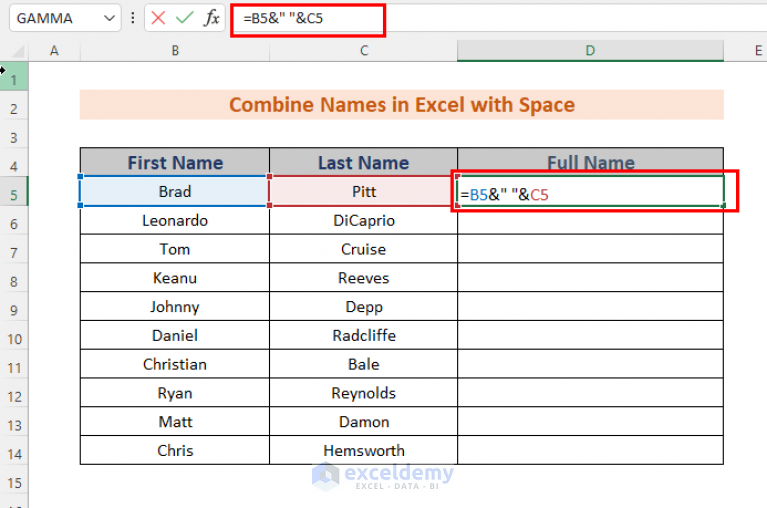 How To Combine Names In Excel With Space 6 Approaches ExcelDemy