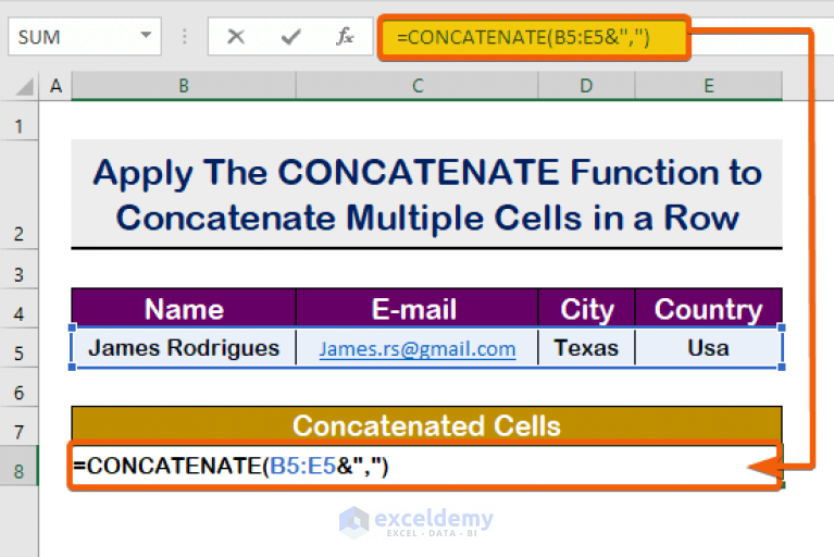 How To Concatenate Multiple Cells With Comma In Excel 4 Ways 7062