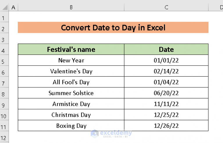 How To Convert Date To Day In Excel 7 Quick Ways ExcelDemy