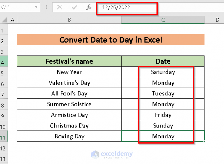 How to Convert Date to Day in Excel (7 Quick Ways) ExcelDemy