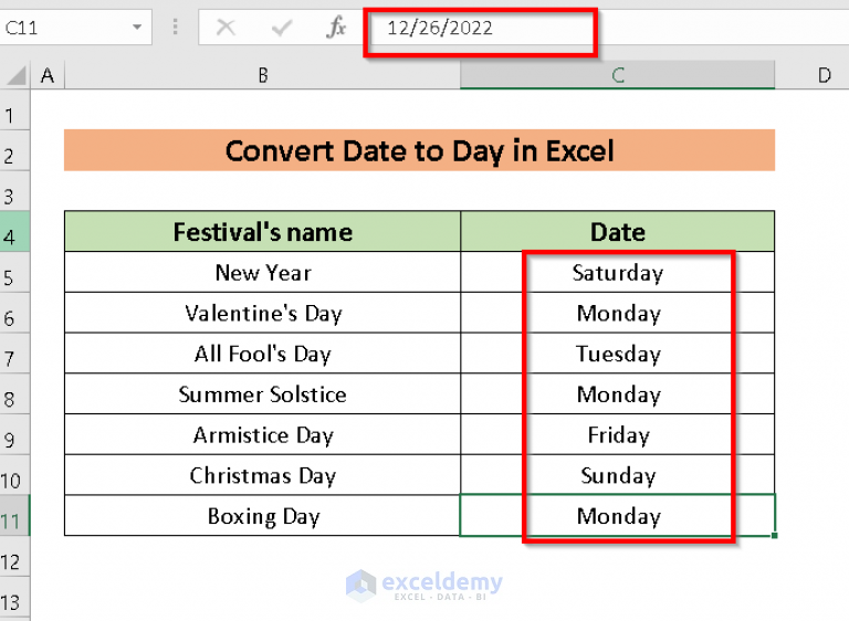 How To Convert Date To Day In Excel 7 Quick Ways ExcelDemy