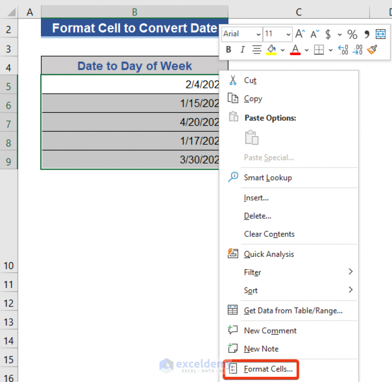 How to Convert Date to Day of Week in Excel (8 Methods) ExcelDemy