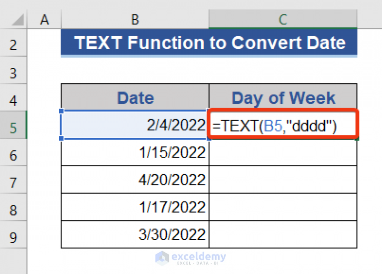 Excel Convert Date To Day Of Week Number