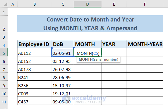 How To Convert Date To Month And Year In Excel 4 Ways ExcelDemy