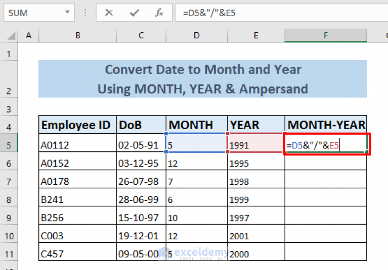 How To Convert Date To Month And Year In Excel 4 Ways ExcelDemy