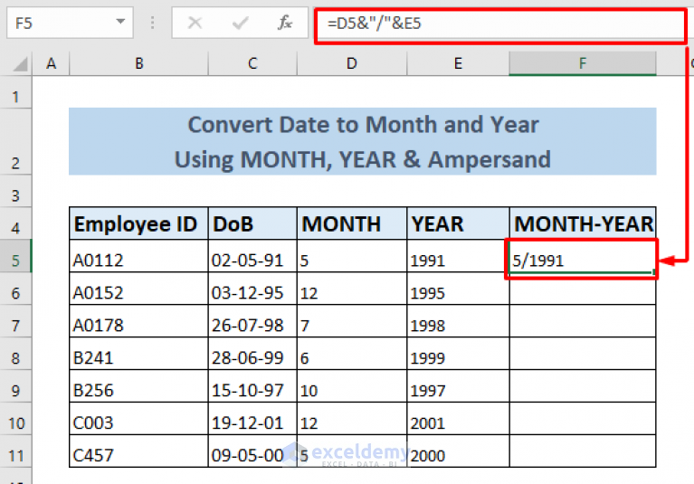 How To Convert Date To Month And Year In Excel 4 Ways ExcelDemy