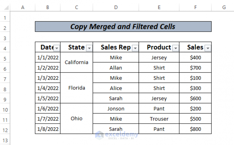 How To Copy Merged And Filtered Cells In Excel 4 Methods ExcelDemy