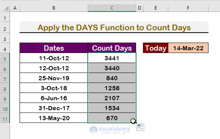 how-to-count-days-from-date-to-today-automatically-using-excel-formula