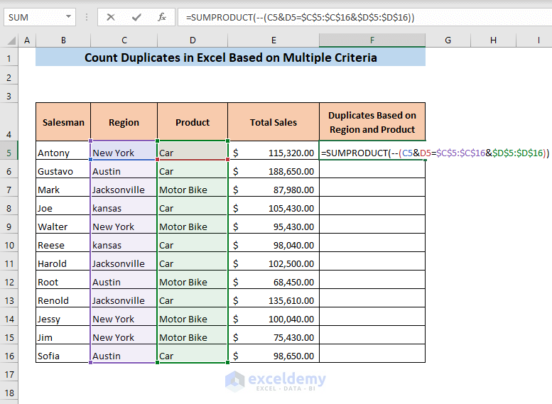 How To Count Duplicates Based On Multiple Criteria In Excel ExcelDemy