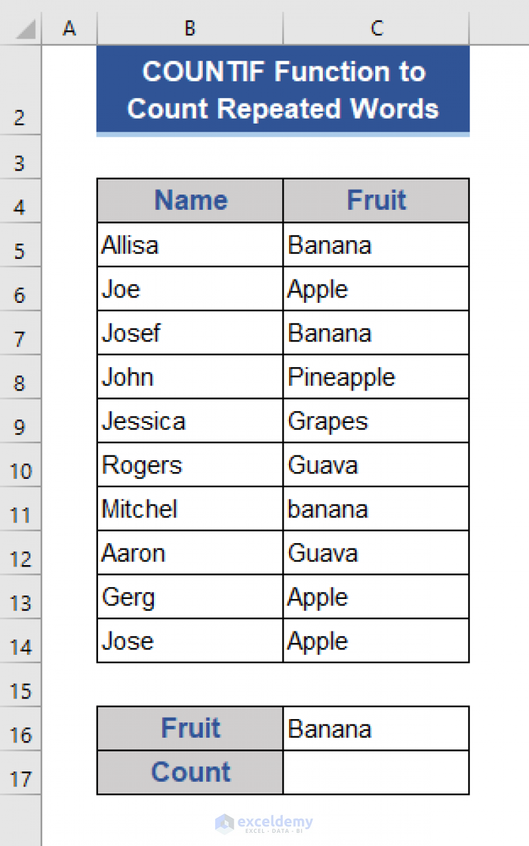 Count Repeated Words In Excel Cell