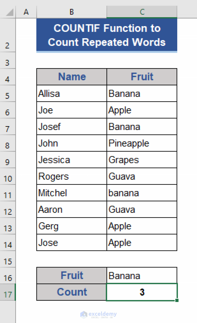 how-to-count-repeated-words-in-excel-11-methods-exceldemy