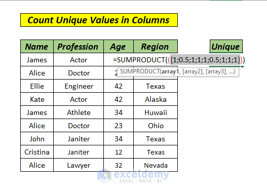 how-to-count-unique-values-in-multiple-columns-in-excel-5-ways