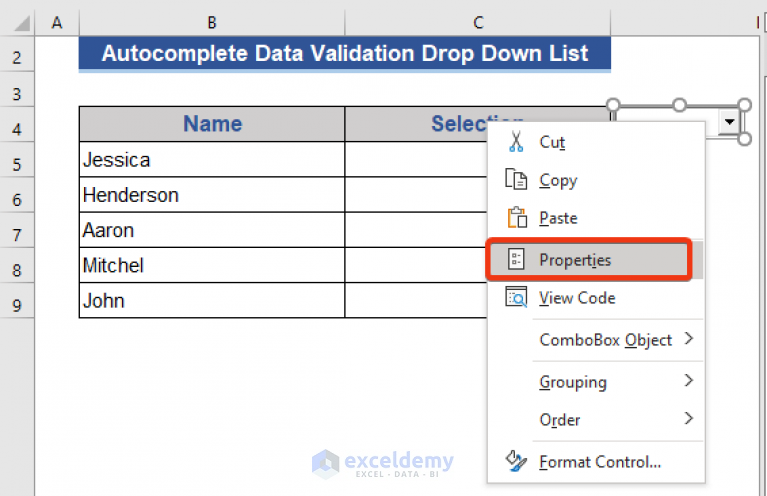 Excel Data Validation Drop Down List Autocomplete