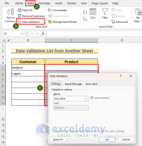 How To Use Data Validation List From Another Sheet (6 Methods)