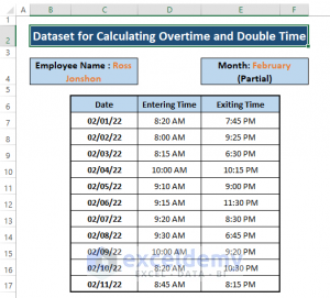 Excel Formula to Calculate Overtime and Double Time (3 Ways)