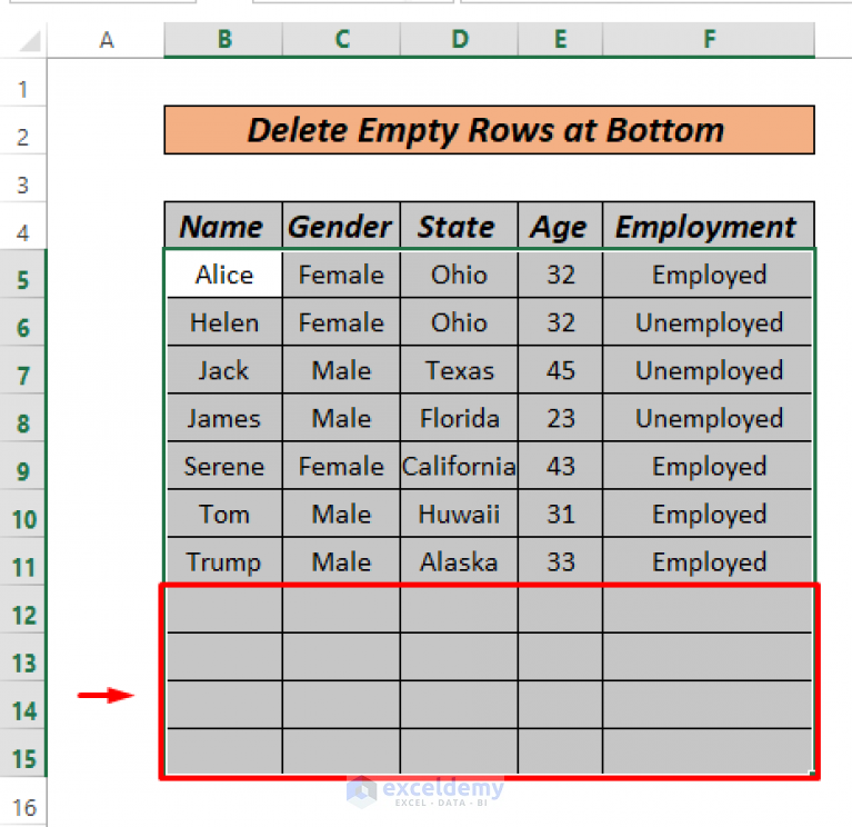 How To Delete Empty Rows At Bottom In Excel 7 Ways Exceldemy 9638