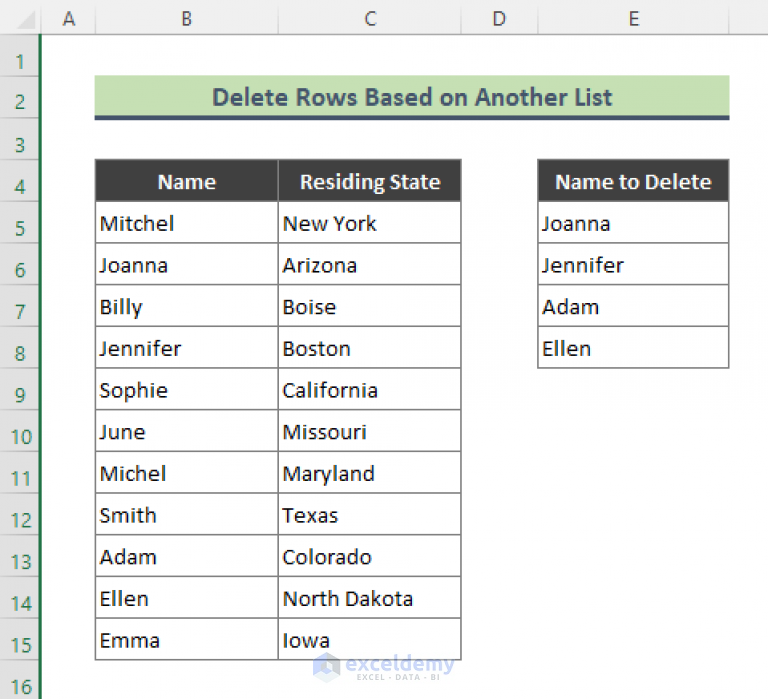 how-to-delete-rows-based-on-another-list-in-excel-5-methods