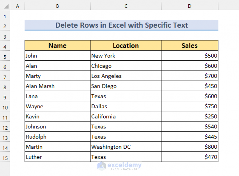 How To Delete All Rows Containing Specific Text Within A Column In Www vrogue co