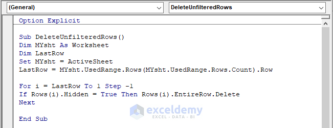 How To Delete Unfiltered Rows In Excel Using VBA 4 Ways ExcelDemy