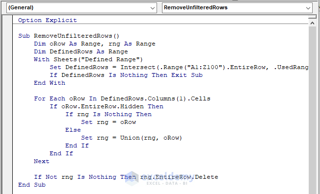 How To Delete Unfiltered Rows In Excel Using VBA 4 Ways ExcelDemy