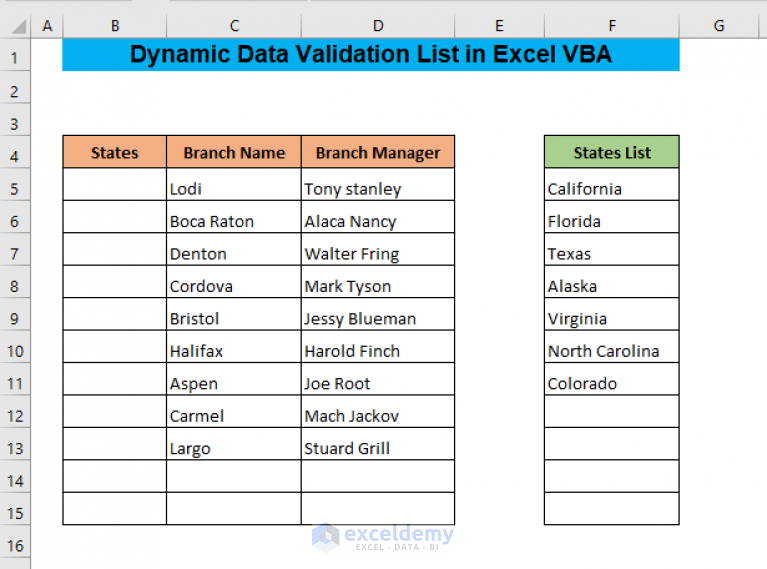 How To Make A Dynamic Data Validation List Using Vba In Excel 