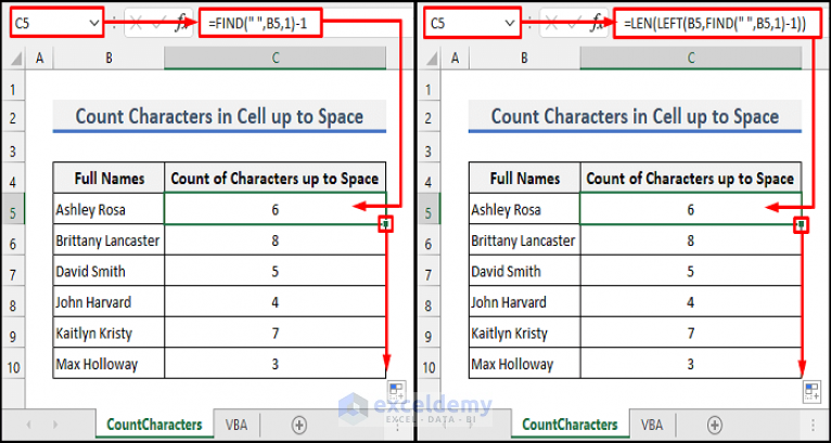 Ms Excel Count Characters In A Cell