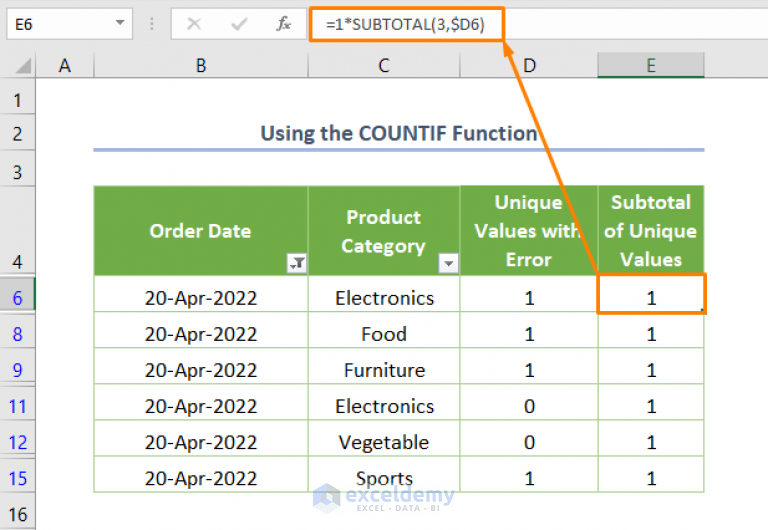 how-to-count-unique-values-in-filtered-column-in-excel-5-methods