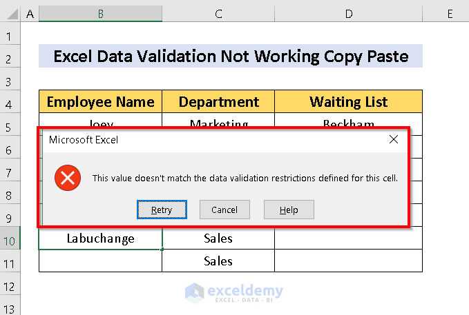  Fixed Data Validation Not Working For Copy Paste In Excel