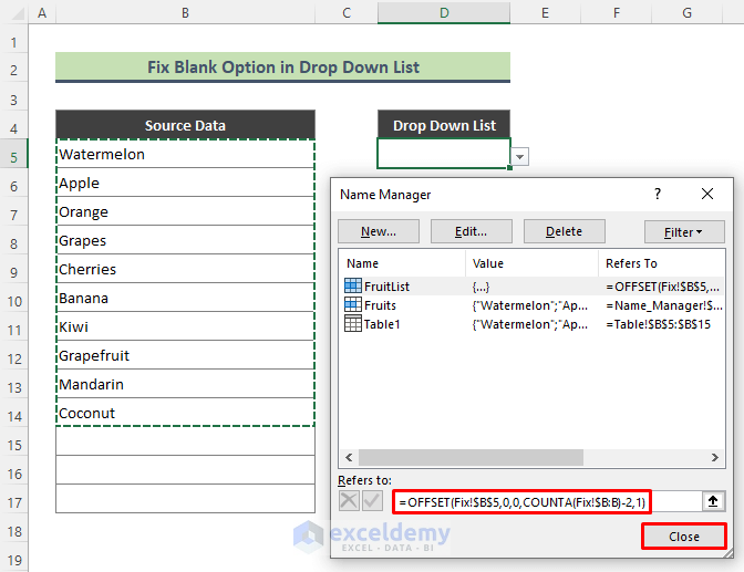 How To Add Blank Option To Drop Down List In Excel 2 Methods 