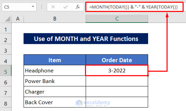 excel keep only month and year