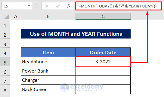 Excel Formula For Current Month And Year 3 Examples ExcelDemy