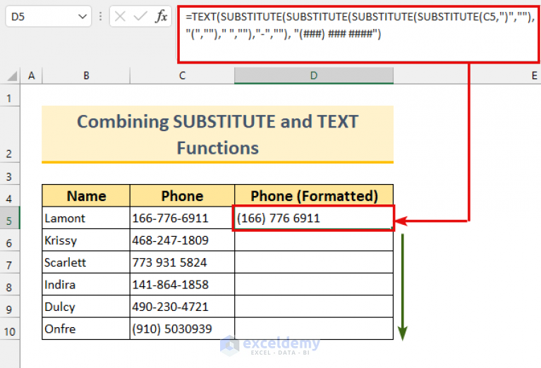 excel formula to change phone number format