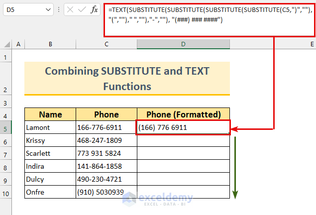 Excel Formula To Change Phone Number Format 5 Examples 