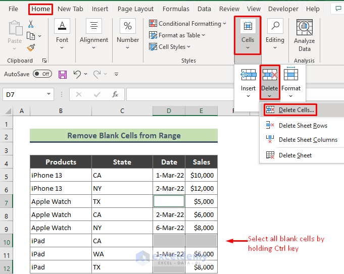 How To Remove Blank Cells From A Range In Excel 9 Methods 