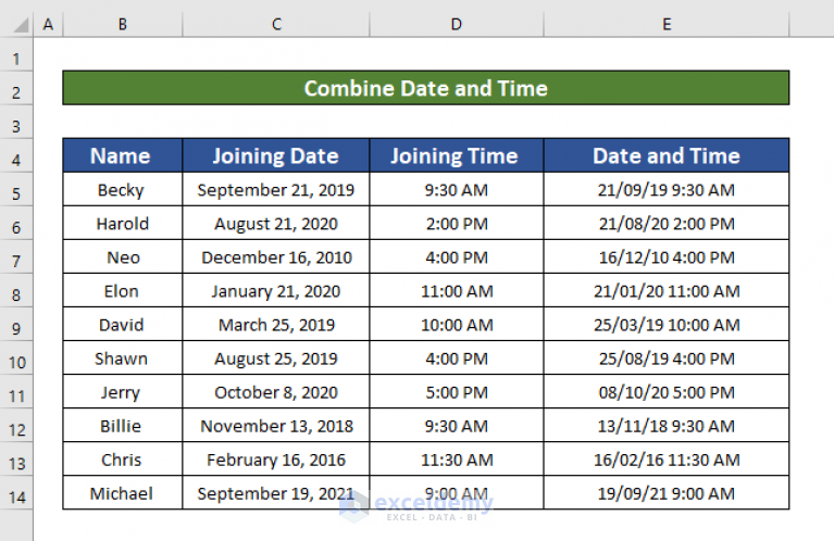 Combine Date And Time In Excel Vba