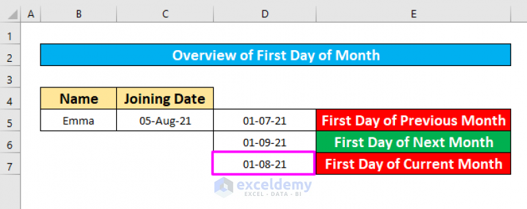 access vba first day of current month