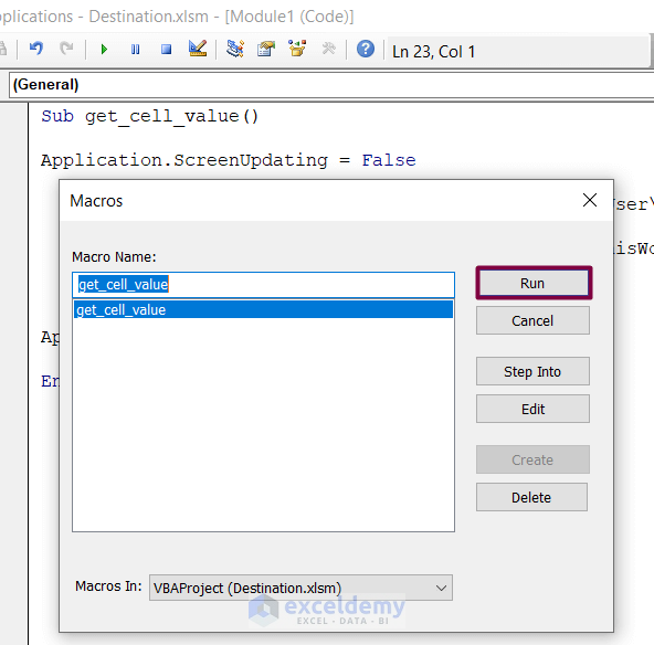  Excel VBA Get Cell Value From Another Workbook Without Opening