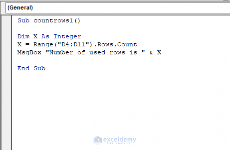 How To Count Rows With Data In Column Using Vba In Excel 9 Ways 0933