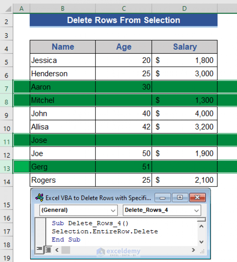 Excel VBA To Delete Rows With Specific Data (9 Examples) - ExcelDemy