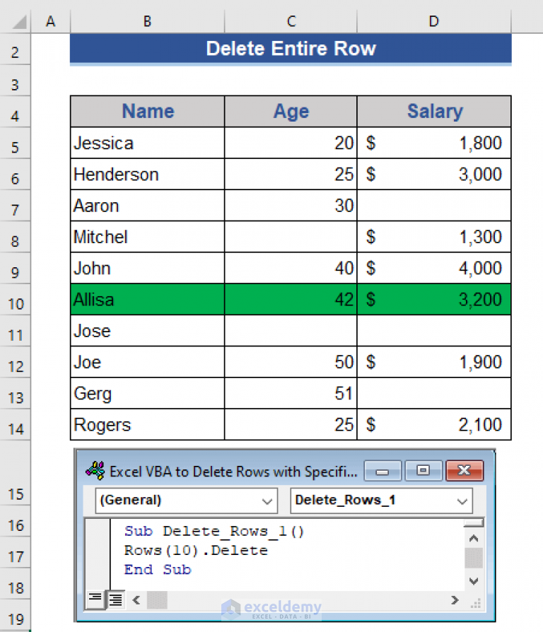 Excel Vba To Delete Rows With Specific Data 9 Examples Exceldemy 8031