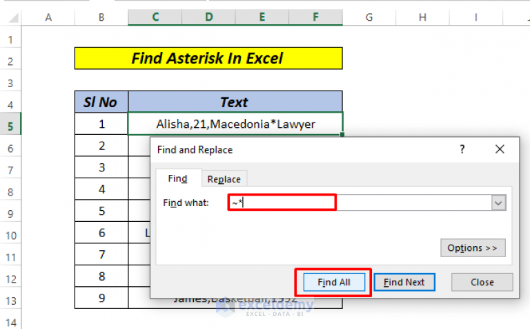 how-to-find-character-not-as-wildcard-in-excel-2-methods-exceldemy