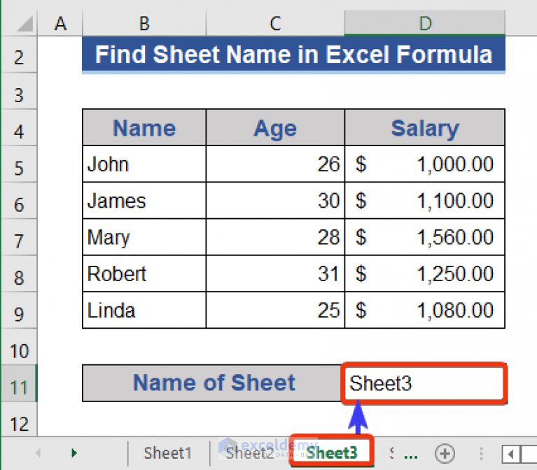 How To Find Excel Sheet Name Using Formula 3 Examples Exceldemy 2739