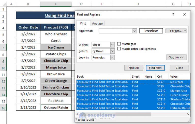 How To Find Bold Text In Excel Formula