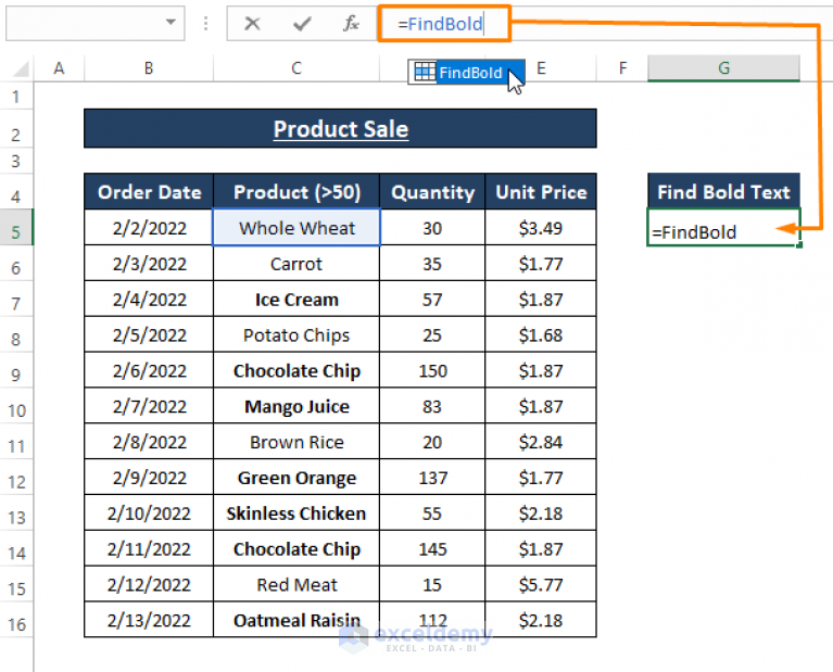 Find Bold Text In Excel Formula